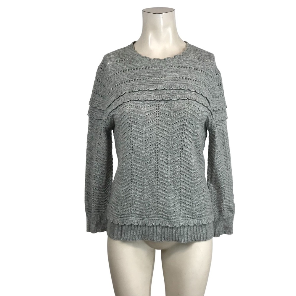 J. CREW - WOMEN SMALL - GRAY LONG SLEEVE ROUND NECK WOOL BLEND PULL-OVER SWEATER
